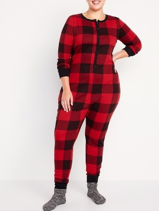 Old Navy Other - Old Navy Thermal Knit Pajama Buffalo One-Piece Size 3x EUC